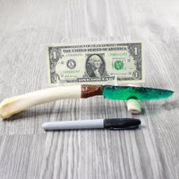 Deer Bone Handle Glass Blade Ornamental Knife #4654    Mountain Man Knife