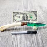 Deer Bone Handle Glass Blade Ornamental Knife #4654    Mountain Man Knife