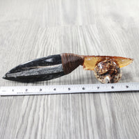 Orthoceras Fossil Handle Glass Blade Ornamental Knife #22154    Mountain Man Knife