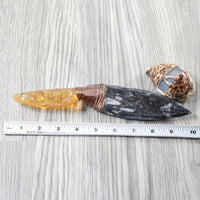 Orthoceras Fossil Handle Glass Blade Ornamental Knife #22154    Mountain Man Knife