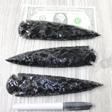 3 Obsidian Ornamental Spearheads  #3754     Arrowhead