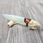Muskrat Skull Handle Opalite Blade Ornamental Knife #3954    Mountain Man Knife
