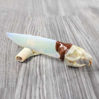 Muskrat Skull Handle Opalite Blade Ornamental Knife #3954    Mountain Man Knife