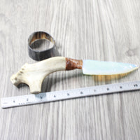 Reindeer Antler Crown Handle Opalite Blade Ornamental Knife #1954    Mountain Man Knife