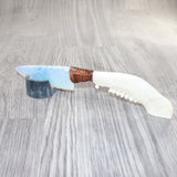 Pronghorn Antelope Jaw Handle Opalite Blade Ornamental Knife #9862     Mountain Man Knife