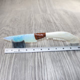 Pronghorn Antelope Jaw Handle Opalite Blade Ornamental Knife #9862     Mountain Man Knife