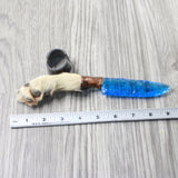 Coyote Foot Handle Glass Blade Ornamental Knife #1054    Mountain Man Knife