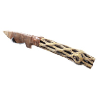 Cholla Cactus Wood Handle Stone Blade Ornamental Knife #0054    Mountain Man Knife