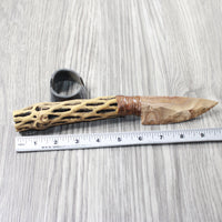 Cholla Cactus Wood Handle Stone Blade Ornamental Knife #0054    Mountain Man Knife