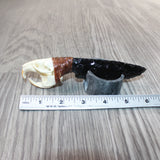 Muskrat Skull Handle Obsidian Blade Ornamental Knife #3962  Mountain Man Knife