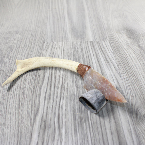 Reindeer Antler Handle Stone Blade Ornamental Knife #9154    Mountain Man Knife