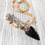 Cholla Cactus Wood Handle  Obsidian Blade Knife Necklace  #5254  Mountain Man Necklace