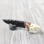 Muskrat Skull Handle Obsidian Blade Ornamental Knife #0254  Mountain Man Knife