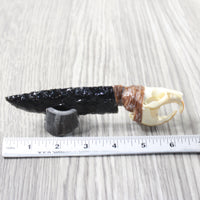 Muskrat Skull Handle Obsidian Blade Ornamental Knife #0254  Mountain Man Knife