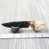 Muskrat Skull Handle Obsidian Blade Ornamental Knife #0254  Mountain Man Knife