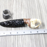 Muskrat Skull Handle Obsidian Blade Ornamental Knife #0254  Mountain Man Knife