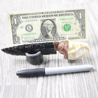 Muskrat Skull Handle Obsidian Blade Ornamental Knife #0254  Mountain Man Knife