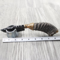 Springbok Horn Handle Obsidian Blade Ornamental Knife #1454  Mountain Man Knife