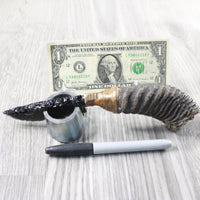 Springbok Horn Handle Obsidian Blade Ornamental Knife #1454  Mountain Man Knife