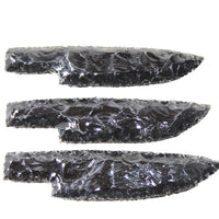 3 Obsidian Ornamental Knife Blades  #8454    Mountain Man Knife