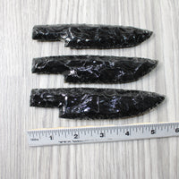 3 Obsidian Ornamental Knife Blades  #8454    Mountain Man Knife