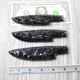 3 Obsidian Ornamental Knife Blades  #8454    Mountain Man Knife