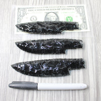 3 Obsidian Ornamental Knife Blades  #8454    Mountain Man Knife
