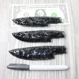 3 Obsidian Ornamental Knife Blades  #8454    Mountain Man Knife