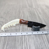 Coyote Jaw Handle Obsidian Blade Ornamental Knife #8362  Mountain Man Knife