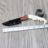 Coyote Jaw Handle Obsidian Blade Ornamental Knife #8362  Mountain Man Knife