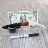 Coyote Jaw Handle Obsidian Blade Ornamental Knife #8362  Mountain Man Knife