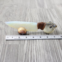 Parrot Puffer Fish Handle Opalite Blade Ornamental Knife #6454    Mountain Man Knife