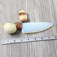 Parrot Puffer Fish Handle Opalite Blade Ornamental Knife #6454    Mountain Man Knife