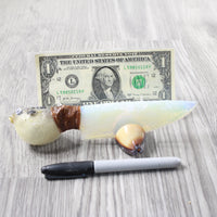 Parrot Puffer Fish Handle Opalite Blade Ornamental Knife #6454    Mountain Man Knife