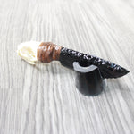 Mink Skull Handle Obsidian Blade Ornamental Knife #7554  Mountain Man Knife