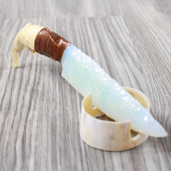 Beaver Jaw Handle Opalite Blade Ornamental Knife #1654    Mountain Man Knife