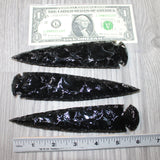 3 Obsidian Ornamental Spearheads  #4462     Arrowhead