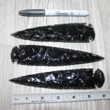 3 Obsidian Ornamental Spearheads  #4462     Arrowhead