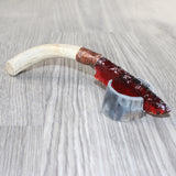 Deer Antler Handle Glass Blade Ornamental Knife #2462    Mountain Man Knife