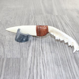 Coyote Jaw Handle Bone Blade Ornamental Knife #1462    Mountain Man Knife