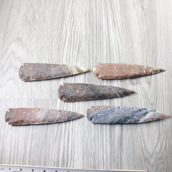 5 Stone Ornamental Spearheads  #8854     Arrowhead