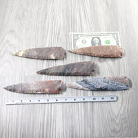 5 Stone Ornamental Spearheads  #8854     Arrowhead
