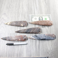 5 Stone Ornamental Spearheads  #8854     Arrowhead