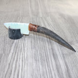 Imapla Horn Handle Opalite Blade Ornamental Knife #2662     Mountain Man Knife