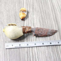 Parrot Puffer Fish Handle Stone Blade Ornamental Knife #2854    Mountain Man Knife