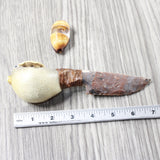 Parrot Puffer Fish Handle Stone Blade Ornamental Knife #2854    Mountain Man Knife