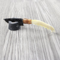 Fox Jaw Handle Obsidian Blade Ornamental Knife #1854  Mountain Man Knife