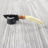 Fox Jaw Handle Obsidian Blade Ornamental Knife #1854  Mountain Man Knife