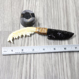 Fox Jaw Handle Obsidian Blade Ornamental Knife #1854  Mountain Man Knife