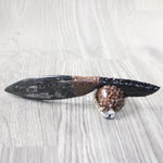 Orthoceras Fossil Handle Obsidian Blade Ornamental Knife #74654  Mountain Man Knife